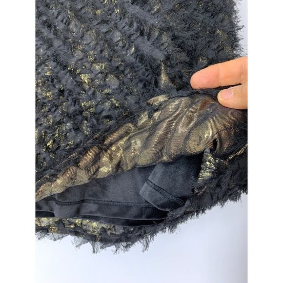 Women’s guess mini skirt medium elastic fringe texture 5602 black - Picture 2 of 6